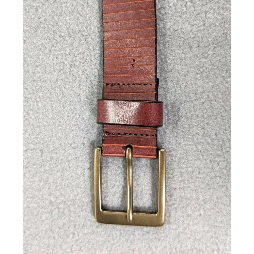 Allen Edmonds Brown Belt Sliced Slatted Scored Mens 44 Leather USA Old Money
